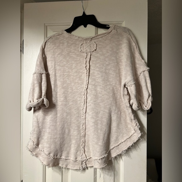 FREE PEOPLE WE THE FREE CREAM NORTH STAR V-NECK TEE-SHIRT SWEATER- SEE PICS - Picture 9 of 12